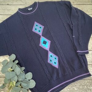 HEAD Sportswear Old Del Monte Embroidered Cable Knit Sweater Vintage